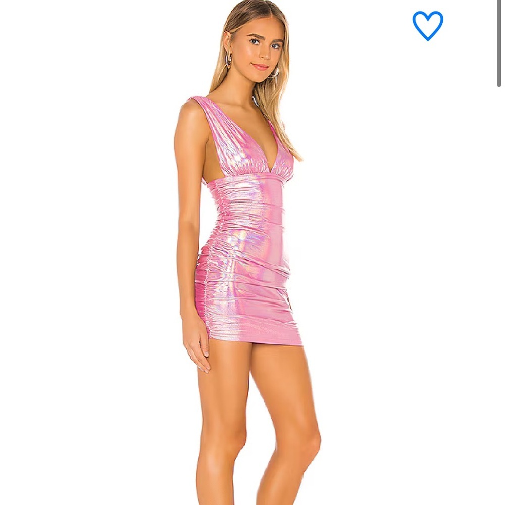 Superdown Kerrie Deep v Dress REVOLVE Pink Metallic Dress - Picture 6 of 9